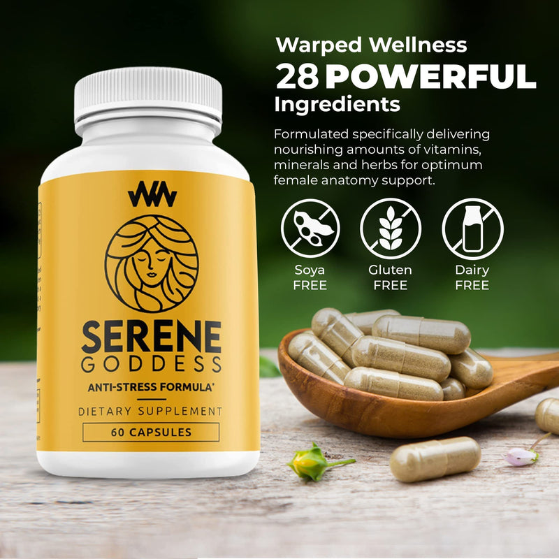 Warped Wellness Womens Supplement That Boosts Mood, Helps Relax The Mind & Body, Relieves Tension & Worries| Magnolia Bark for Female Specific Help| Serene Goddess | Vitamin Helps Boost Mood