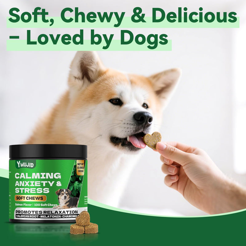 Calming Chews for Dogs with Melatonin - Natural Soothing for Anxiety,Stress,Barking,Bit,Travel,Thunder,Fireworks-Vet Formulated Dog Sleep Aid Tasty for All Small,Large,Senior Dogs-100 Count