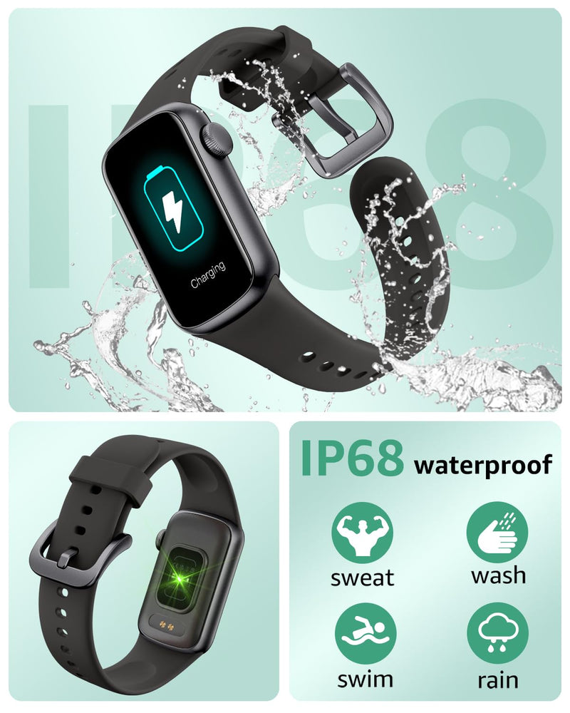 IMFRCHCS Fitness Tracker with Step Counter/Stopwatch, Activity Health Tracker with Blood Pressure Heart Rate Monitor, Sleep Tracker, 137+ Sport Modes, Pedometer Smart Watch, Gift for Women Men Black