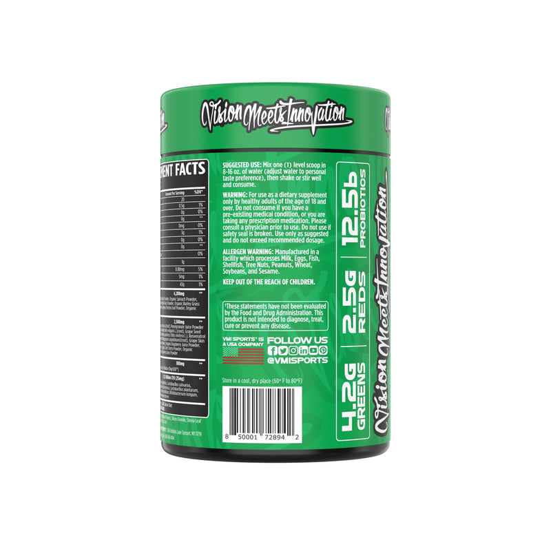 VMI Sports Greens + Reds Advanced Superfood Immunity and Gut Health | Enzymes & Probiotics | 30 Servings (Chocolate) | Superfood powder with greens reds enzymes and probiotics for convenient daily mixing with water or smoothies. Chocolate