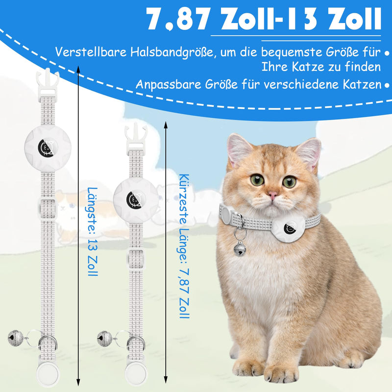 Cat Collar for AirTag Built-in Reflective Kitten Collar, Puppy Cat Collar with Bell Lightweight Tracker Cat Collars for Girls Boys Cats, White - BeesActive Australia
