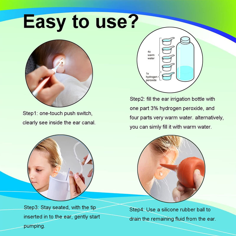 Family-Size Ear Wax Removal Kit - Complete Ear Irrigation Flushing System with LED Otoscope, 19 Disposable Tips, SoftSpray Nozzles & Ear Wash Basin - Safe Ear Cleaner for Adults & Kid White1 Large(50pcs accs) - BeesActive Australia