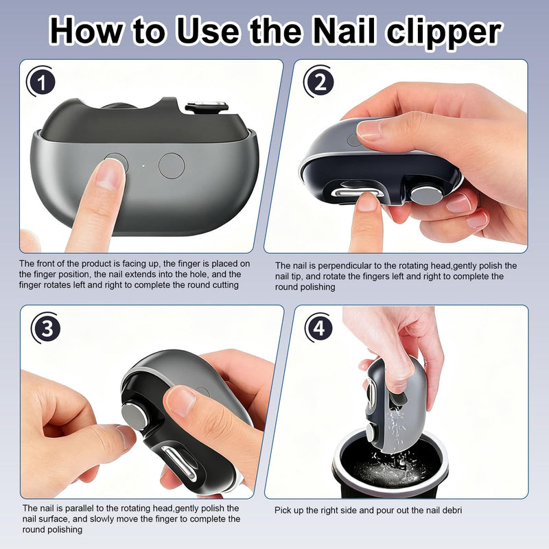 Electric Nail Clipper, Electric Nail Clippers for Seniors & Adults, Baby Automatic Nail Clipper with LED Light & Nail Scraps Storage, 3-in-1 Electric Nail Trimmer for Toenails & Fingernails (Up-White) Upgrade White