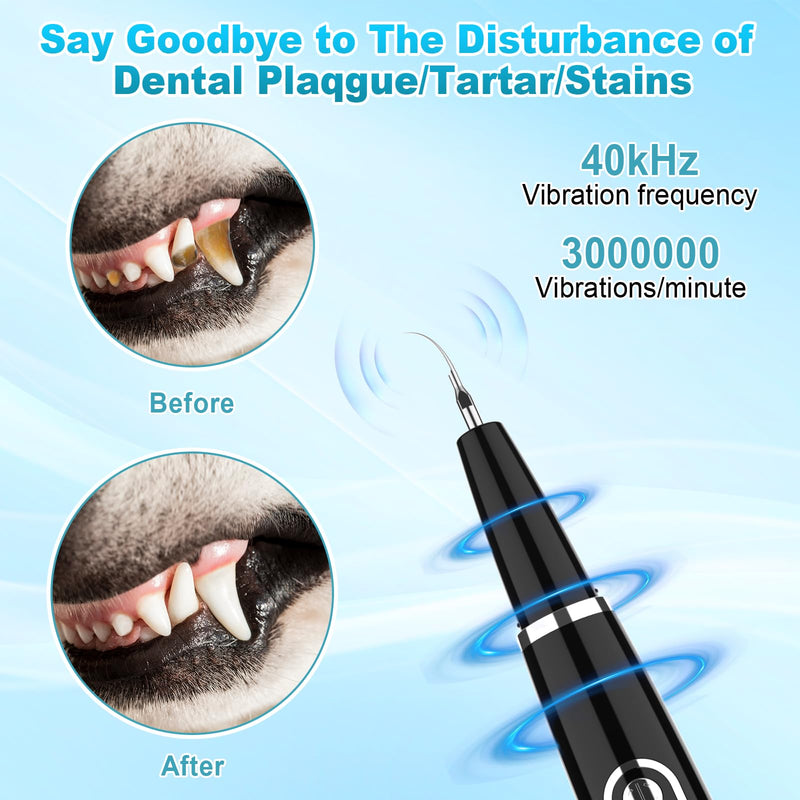 Electric Dog Plaque Remover for Teeth, Pet Teeth Cleaning Kit Products for Tartar & Plaque Off, with LED Light, Rechargeable Pet Dog Tooth Cleaner Dental Care Tools (Ebony)