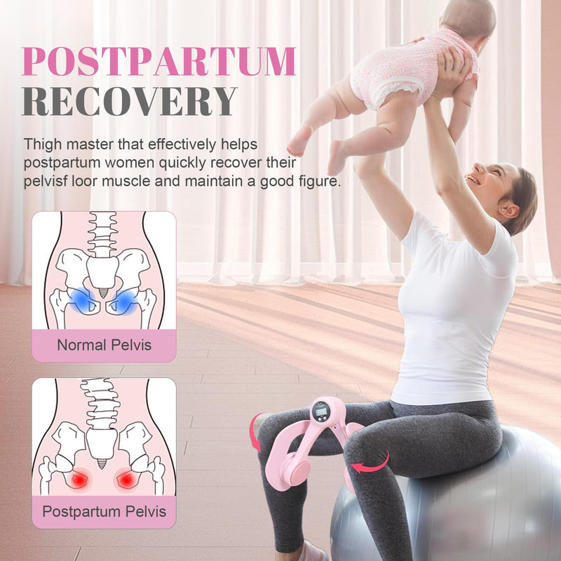 Thigh Master,Pelvic Floor Exercise Devices,Kegel Exercise Inner Thigh Exerciser for Women at Home Workout Equipment,360°Rotation and Display Count Pink