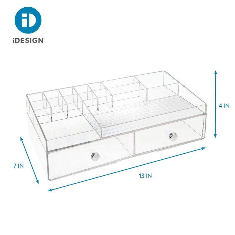 iDesign 3 Plastic Vanity, Compact Slim Storage Organization Drawers Set for Cosmetics, Dental Supplies, Hair Care, Bathroom, Dorm, Desk, Countertop, Office, 6.5" x 7" x 5"