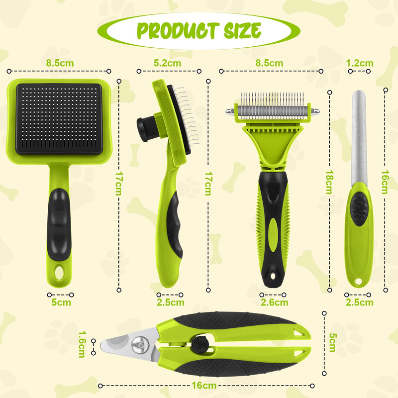 VSSHE Pet Grooming Brush, 4 in 1 Pet Massage Kit Round Head Steel Pet Dog Brush Cat Brush Professional Cat Brush Claw Trimmer for Dogs and Cats with Long or Short Hair