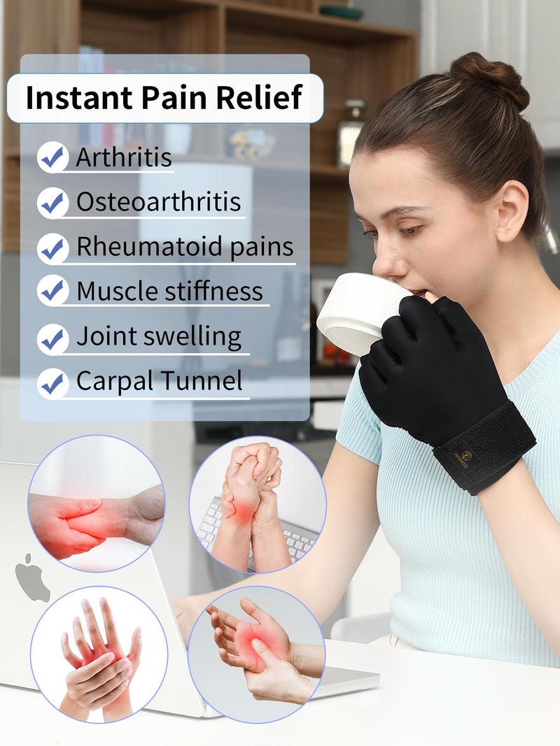 highco Hand Ice Pack Cooling Ice Glove for Pain Relief,Hot&Cold Therapy Hand Wrist Ice Pack Wrap for Arthritis Glove-black