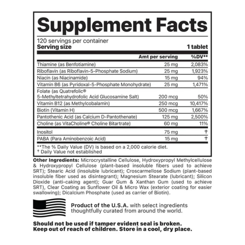 Jigsaw Health Activated B w/SRT | Supports Healthy Nervous System and Energy Production | 120 Tablets