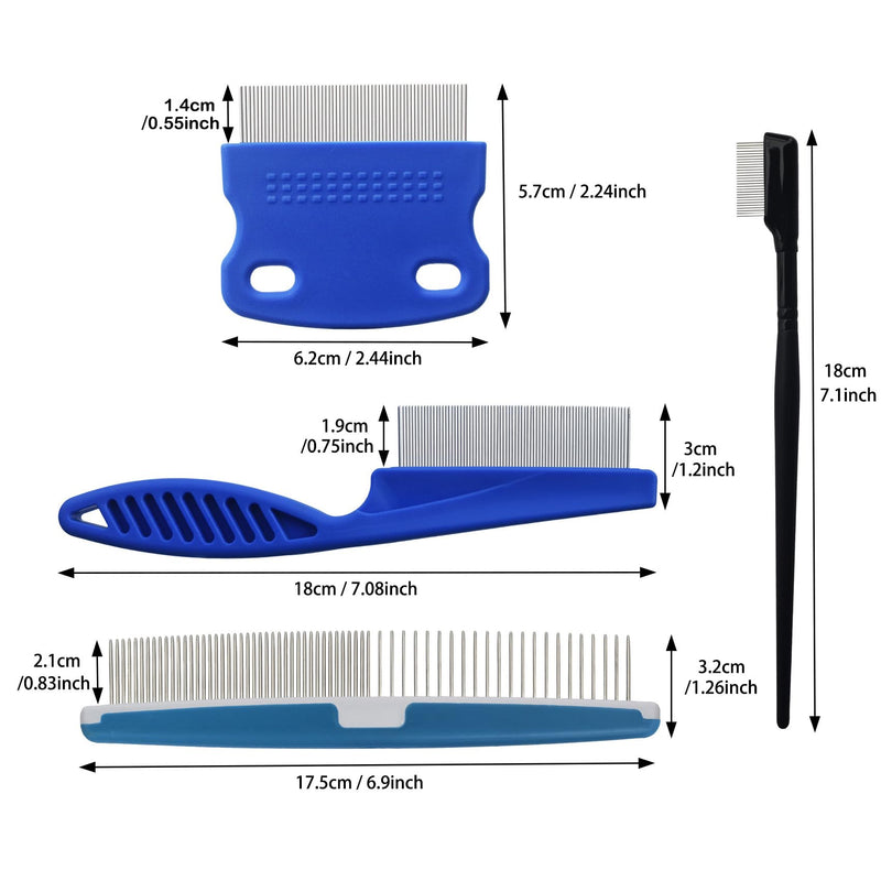 5Pcs Dog Eye Tear Stain Removal Combs Pet Grooming Kit,Comb for Large,Medium and Small Pets,Used to Gentle Remove Knots Crust Mucus floating hair Tangle Dandruff and Fleas Lice (Bule) Bule - BeesActive Australia