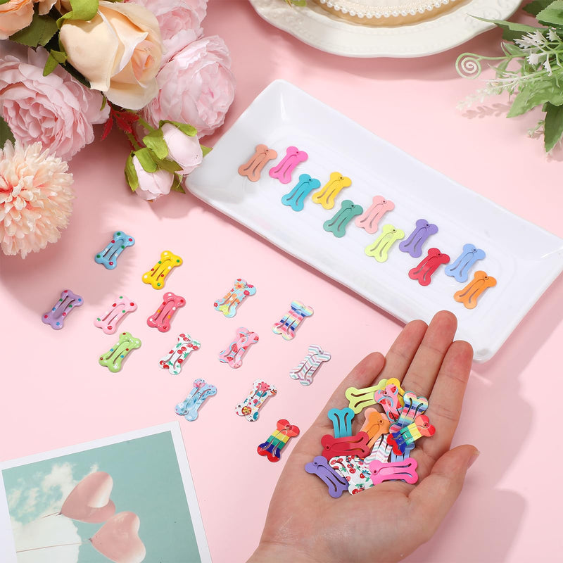 50 Pieces Bone Shaped Hair Clips Multicolor Small Barrettes Dog Cat Puppy Accessories, 25 Vivid Styles - BeesActive Australia