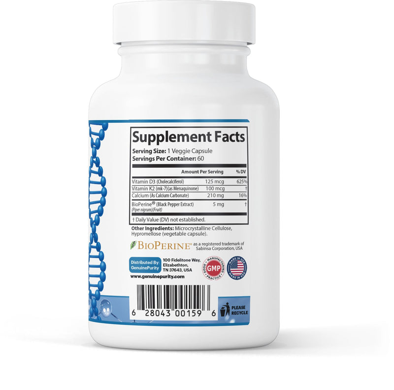 D3 K2 Vitamin Supplement with BioPerine - Supports Bone Strength, Calcium Utilization & Immune Health - Liposomal Encapsulated Formula for Enhanced Absorption