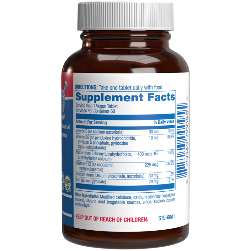 Slow Release Iron Supplement with Vitamin C - High Absorption Gentle Iron with Vitamin C for Women with Methyl B Complex for Maximum Benefits - Stomach Friendly Vegan & Made in The USA - 60 Servings