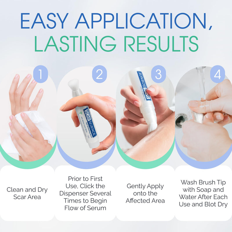 100% Silicone Scar Gel Serum – Ultra-Soft Brush Applicator for Cosmetic Procedures & Facial Peels, Gentle Scar Care for Surgical, Acne, Burn & Keloid Scars – Hypoallergenic & Fragrance Free