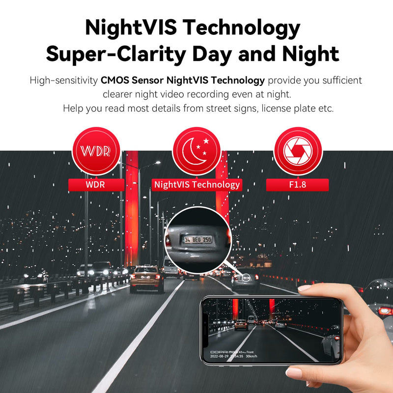 DDPAI 2.5K Dual Car Dash Cam Front and Rear 1600P+1080P Built-in WiFi GPS G-Sensor with Smart APP Control Night Vision, Wide Dynamic Range, 24 Hours Parking Monitor, Support 512GB TF Cards, N3 PRO - BeesActive Australia
