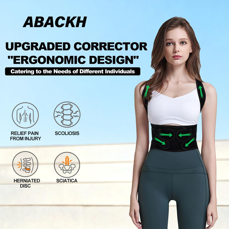 Upgraded Back Brace Posture Corrector for Women and Men - Adjustable Back Brace with Bionic Bone Lumbar Panel for Upper & Lower Back Pain Relief, Sciatica, Herniated Disc XXL(42-46Inch) XX-Large(42-46 Inches) - BeesActive Australia