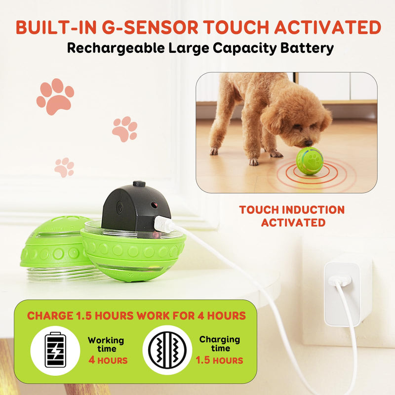 Interactive Dog Toys Dog Ball for Small & Medium Dogs, Durable Dog Toys for Aggressive Chewers, Automatic Rolling Dog Balls with Silicone Cover(Diameter 3.15 inches) - BeesActive Australia
