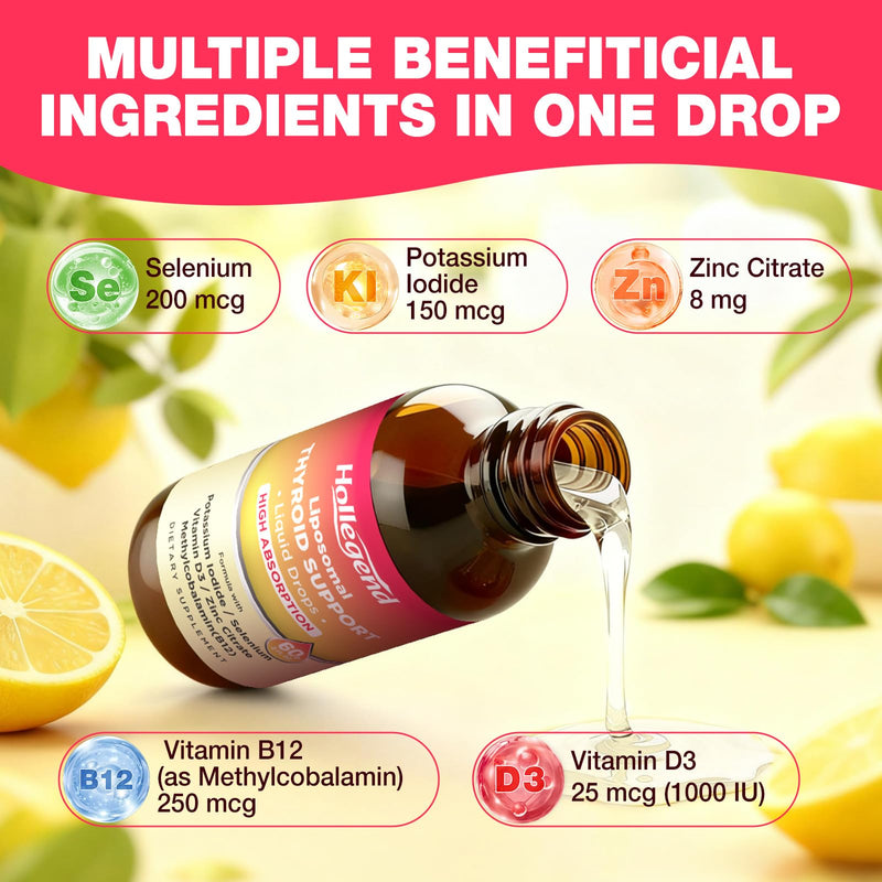 Liposomal Selenium & Iodine Supplement for Women Drops | Selenium & Iodine Supplement, Immune & Overall Support, Vitamin D3 & B12, Zinc Citrate, 60 Servings