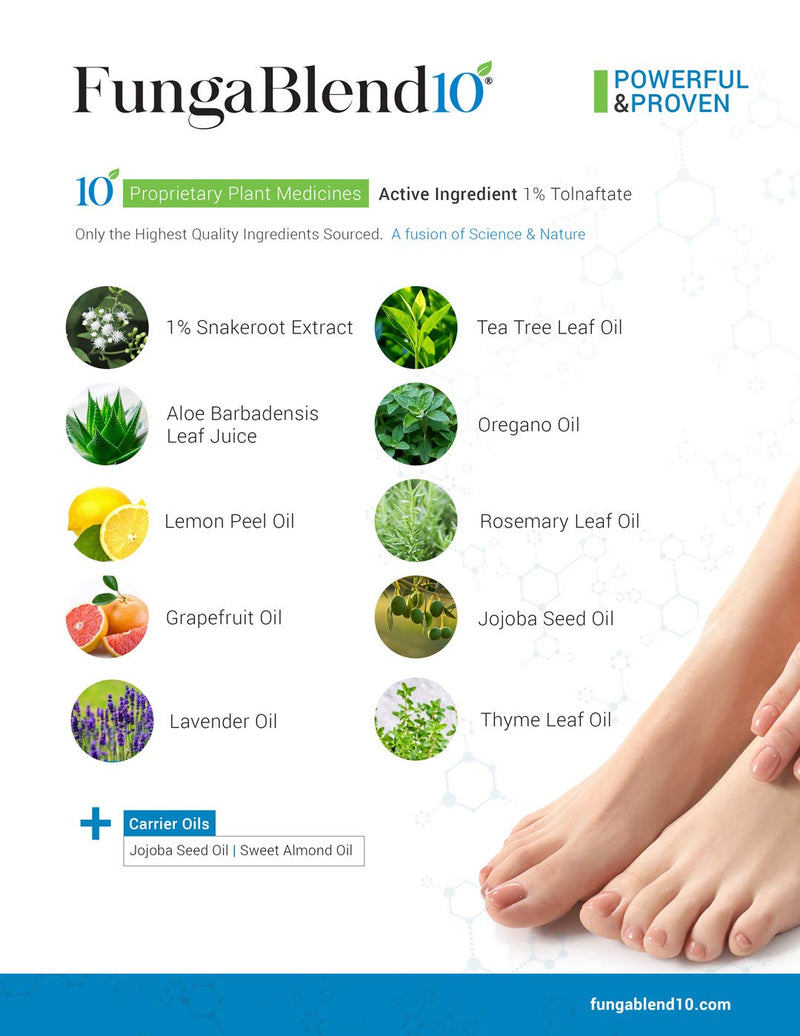 FungaBlend 10 - Antifungal Medication:1% Tolnaftate and 10 Plant Medicines -Toenail Fungus Treatment for Nail Repair Gel, Athletes Foot, Jock Itch, Ringworm -Topical Solution for Toe and Finger Nail - BeesActive Australia