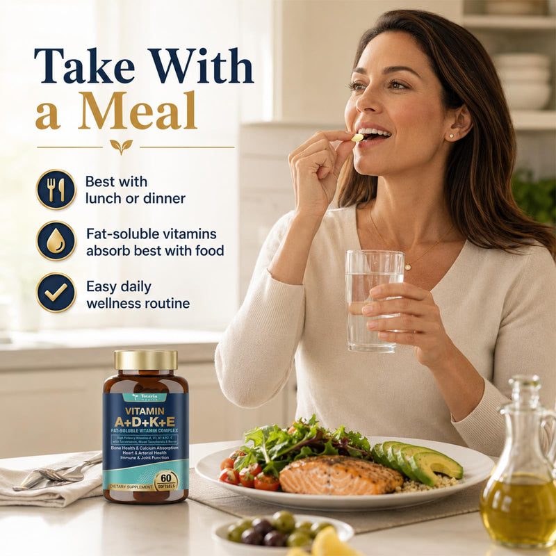 Totaria Advanced Vitamin D3 5,000 iu + A + K + E Softgel Supplement, ADKE Vitamin Supplement with Boron - Full Spectrum Vitamin E (Tocopherols & Tocotrienols) for Mood, Immune, Bone, Vision, Heart