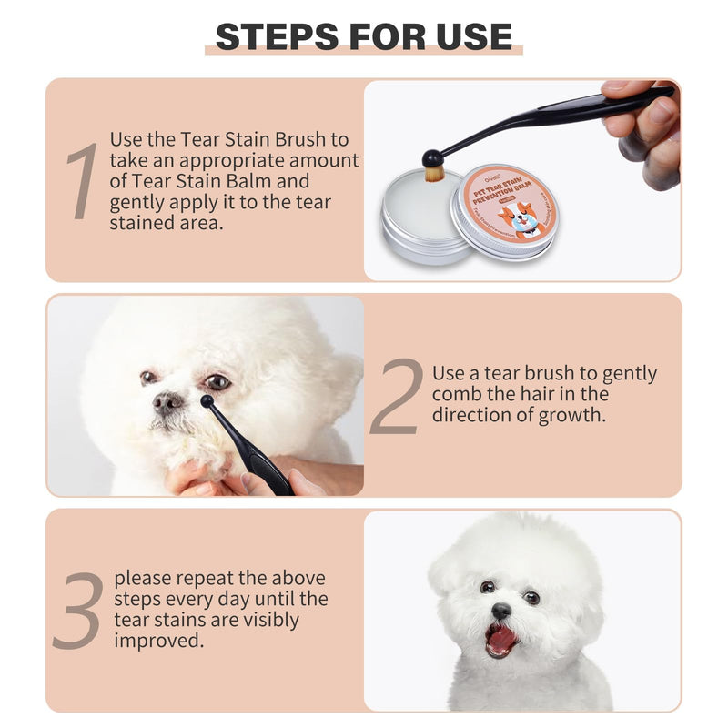 Pet Tear Stain Remover Balm with Pro Powder Brush,Eye Care for Dogs and Cats, Natural Safe Repel Tears,Gently Cleanses Effective & Non-Irritating,30g 30g