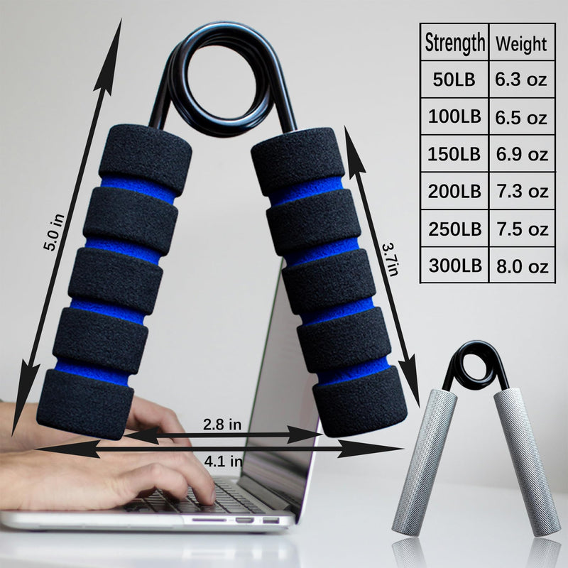 Grip Strength Trainer, Metal Non-Slip Grip,Heavy Duty Grip Strengthener,Wrist Forearm and Hand Exerciser Silver-6pcs