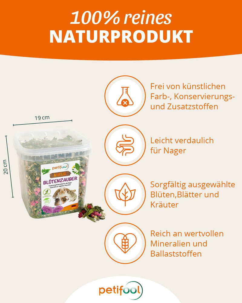 petifool Blumenzauber 360g - supplementary food for rodents - natural rodent food for rabbits, guinea pigs, hamsters, chinchillas & more - without artificial additives - 100% natural - species-appropriate food 360g (pack of 1) - BeesActive Australia