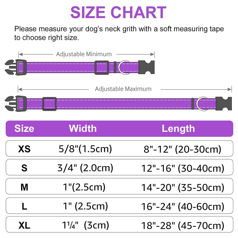 Joytale Dog Collar, Padded Wide Dog Collar Made of Neoprene Nylon Dog Collar Adjustable for Medium Dogs, Soft and Reflective Dog Collars, M, Purple M (Pack of 1) - BeesActive Australia