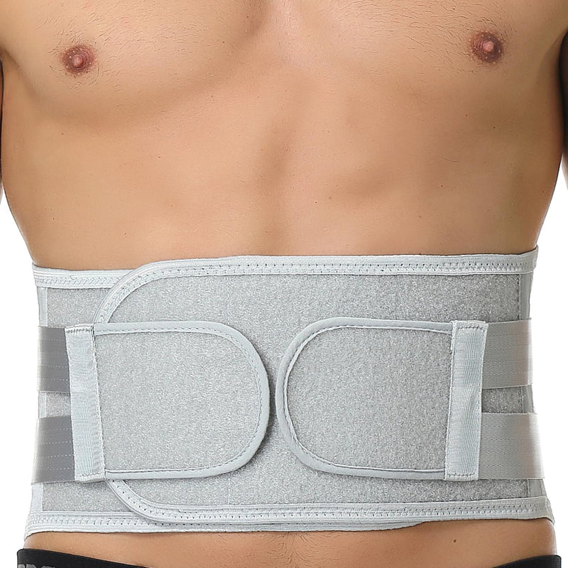 NeoTech Care Back Belt Support for Men or Women - Breathable & Adjustable Lower Back Brace - Double Pull Compression Straps (Gray, Size M) Grey - BeesActive Australia