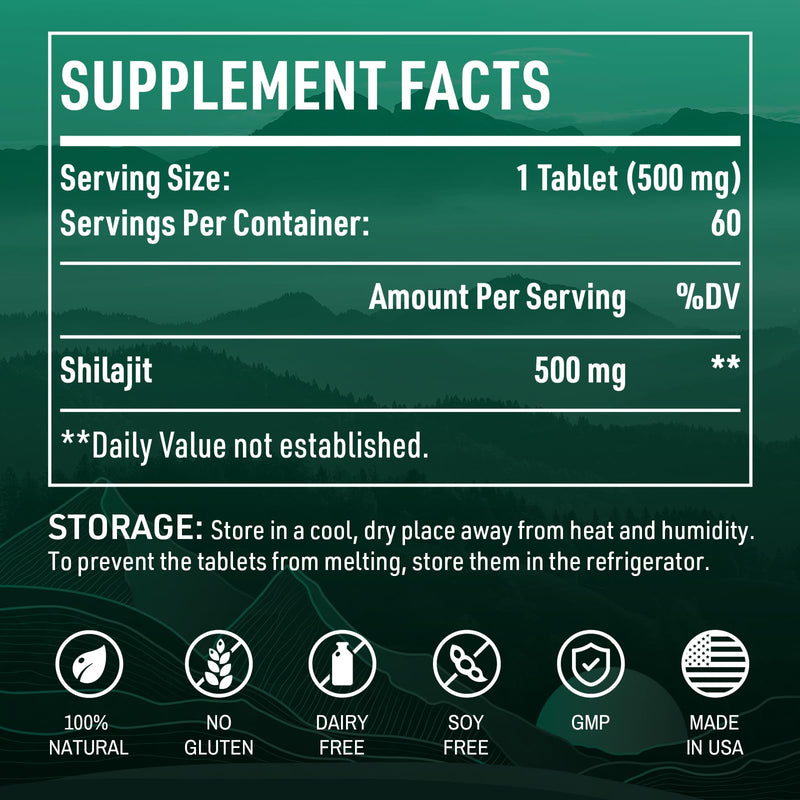 30,000 MG Shilajit Tablets, Shilajit Himalayan Organic, with Fulvic Acid & 85+ Trace Minerals, More Effective Than Shilajit Resin & Capsules, Shilajit for Men & Women, with Lab Test. 60 Count. 60 Count (Pack of 1) - BeesActive Australia