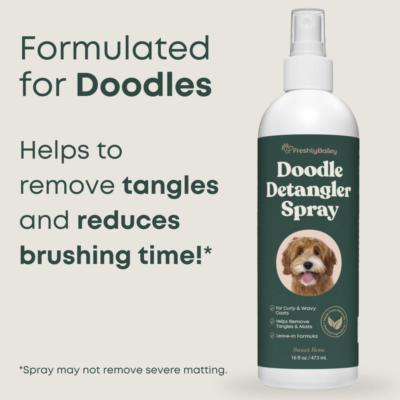 Doodle Detangler Spray - Natural Dog Detangling Spray and Leave in Conditioner for Dogs - Great for Goldendoodle, Poodle, Labradoodle, Bernedoodle - 16 Fl Oz Freshly Bailey - BeesActive Australia