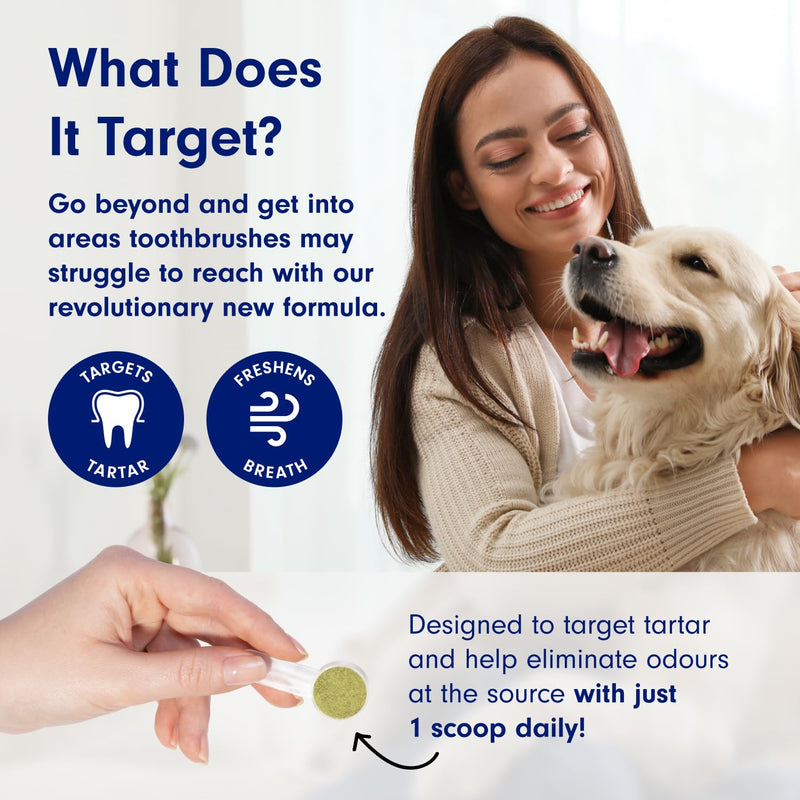 PetLab Co. ProBright® Dental Powder - Dog Breath Freshener - Teeth Cleaning Made Easy – Targets Tartar & Bad Breath - Formulated for Medium Dogs