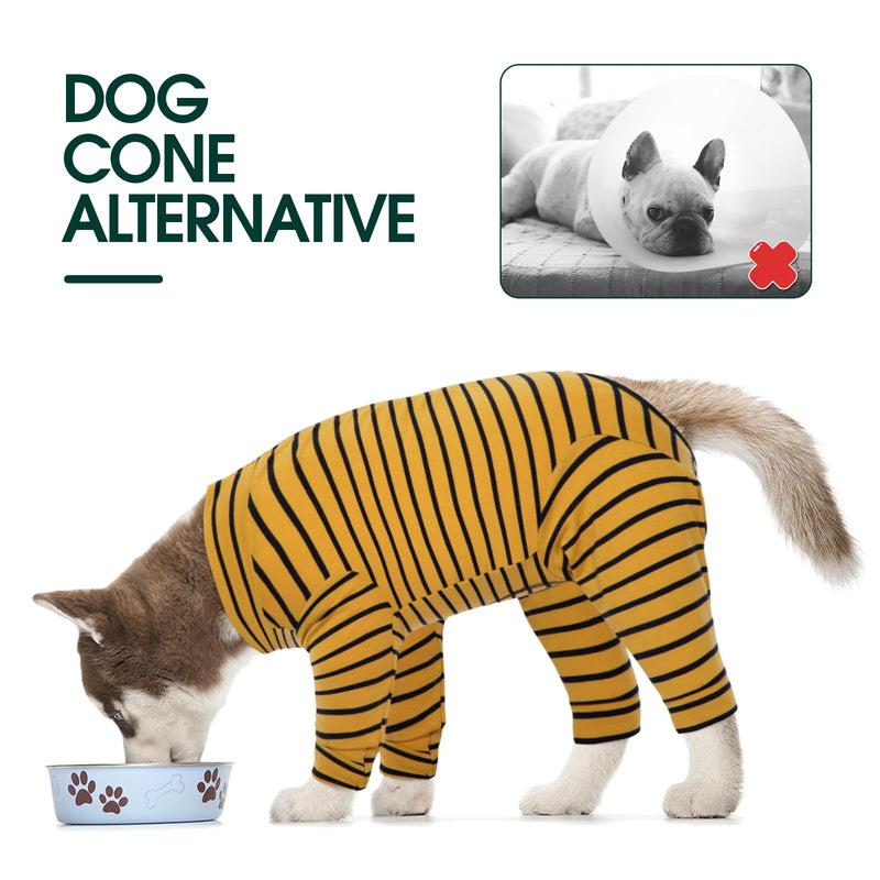 Kuoser dog bodysuit after surgery, dog bodysuit after castration, surgery body dog castration bitch, dog bodysuit with legs, bodysuit for dogs after surgery, dog pajamas for small medium dogs, yellow S - BeesActive Australia