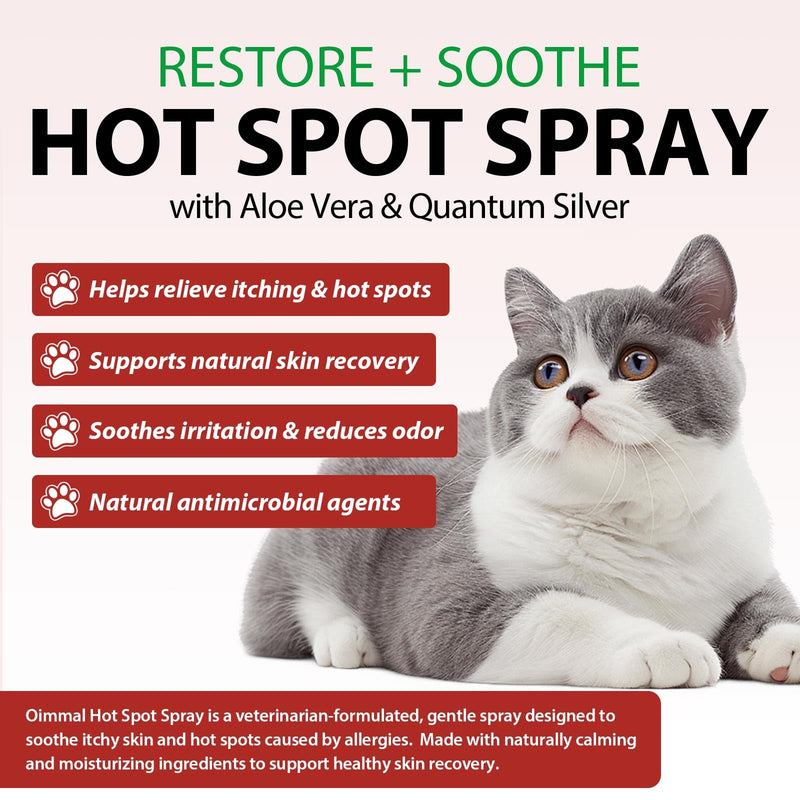 Vet-Recommended Cat Hot Spot Spray 100ml | Quantum Silver & Herbal Formula | Anti-Itch Skin Recovery Spray | Lavender Calming | Alcohol-Free Wound Care for Kittens & Cats