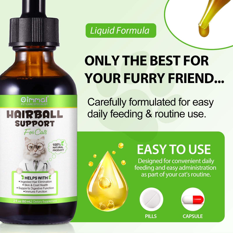 Hairball Remedy for Cats - Digestive Support Liquid Drops with Psyllium Husk & Enzymes | Helps Manage Hairballs & Supports Healthy Digestion, 60ml