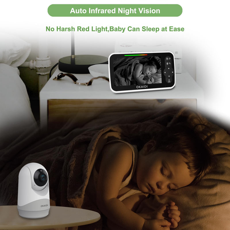 Baby Monitor with Camera and Audio, 5" Large Screen with 30-Hour Battery, 1000ft Range Video Baby Monitor, Remote Pan-Tilt-Zoom Baby Monitor No WiFi, Night Vision, VOX, 2-Way Talk, 8 Lullabies - BeesActive Australia