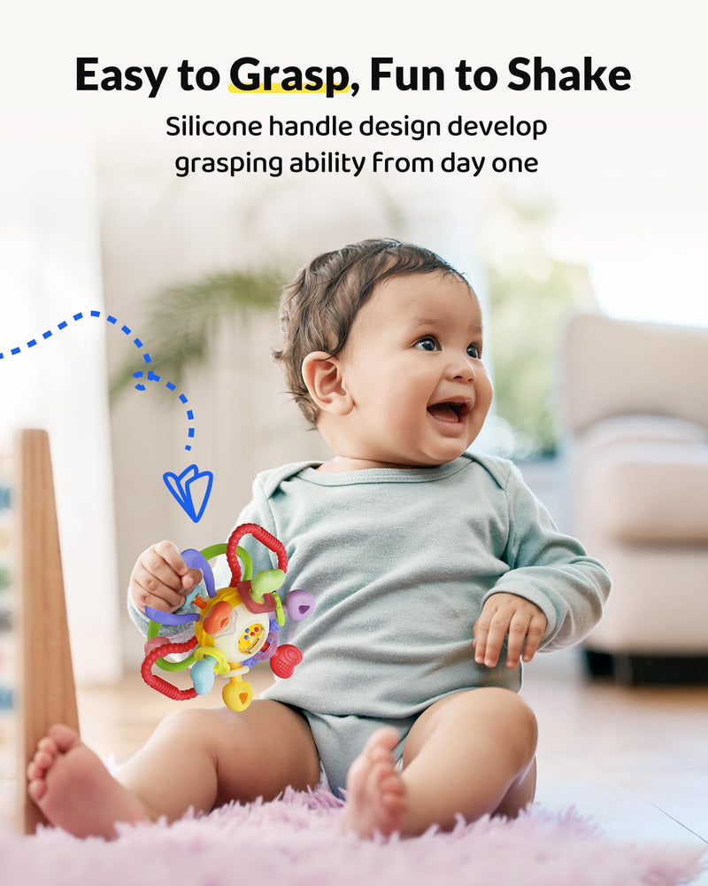 Baby Montessori Sensory Teething Toy ‚Äì Safe, Multi-Functional BPA-Free Silicone Teether Toy for Babies 0-12 Months ‚Äì Vibrant Rattle for Teething Relief & Fun Play ‚Äì Perfect Baby Toys for Boys & Girls - BeesActive Australia