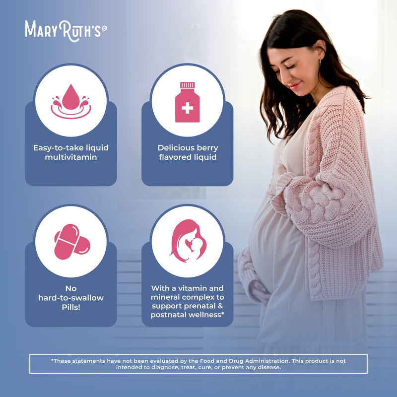 MARYRUTH'S Postnatal & Prenatal Liquid Multivitamin for Women, 16 oz, Vegan | Selenium, Folate, Healthy Fetal Development, Vegan, Non-GMO 16 Fl Oz (Pack of 1)