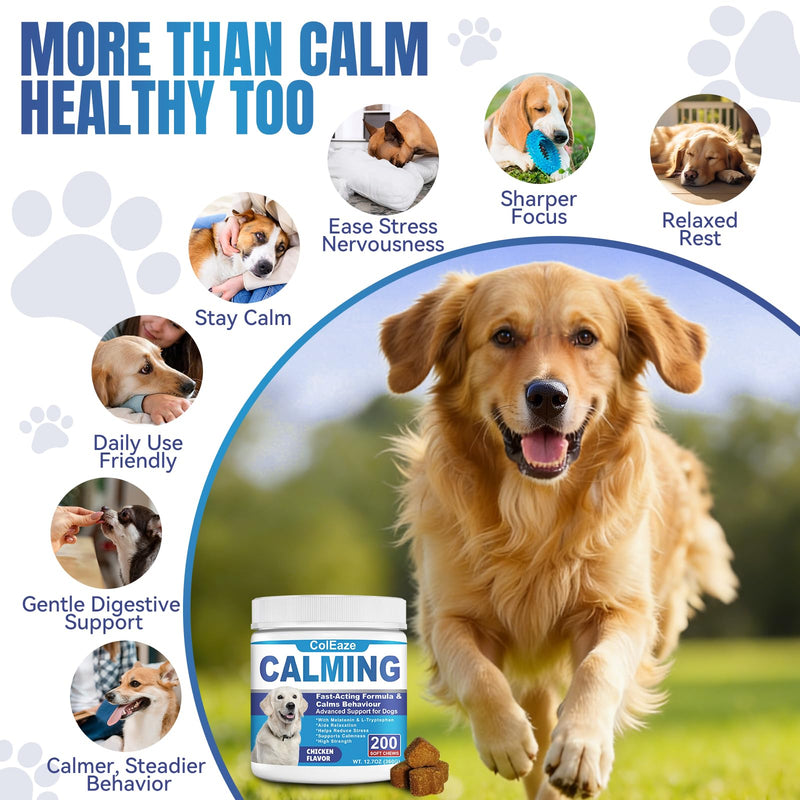 Calming Chews for Dogs Puppy Dog Calming Chews, Help Manage Stress and Promote Relaxation Sleep Aid Calm Dog from Noise, Thunder, Barking, Separation, Small Medium Large & All Breeds Chicken 200 Count