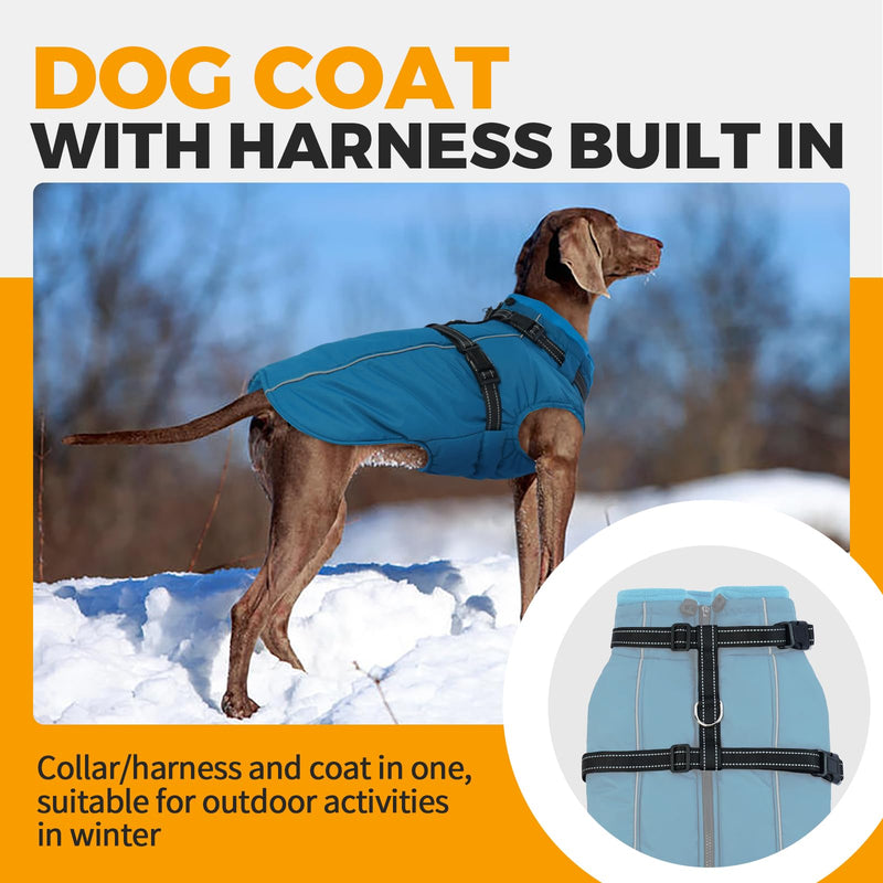 Lelepet Dog Coat,XX-Large Dog Coat with Harness Waterproof Dog Jacket Warm Dog Winter Coat with Harness Dog Fleece Jacket Dog Padded Vest Dog Snow Jacket Reflective Dog Coats for Large Dogs,Weimaraner XX-Large Blue - BeesActive Australia