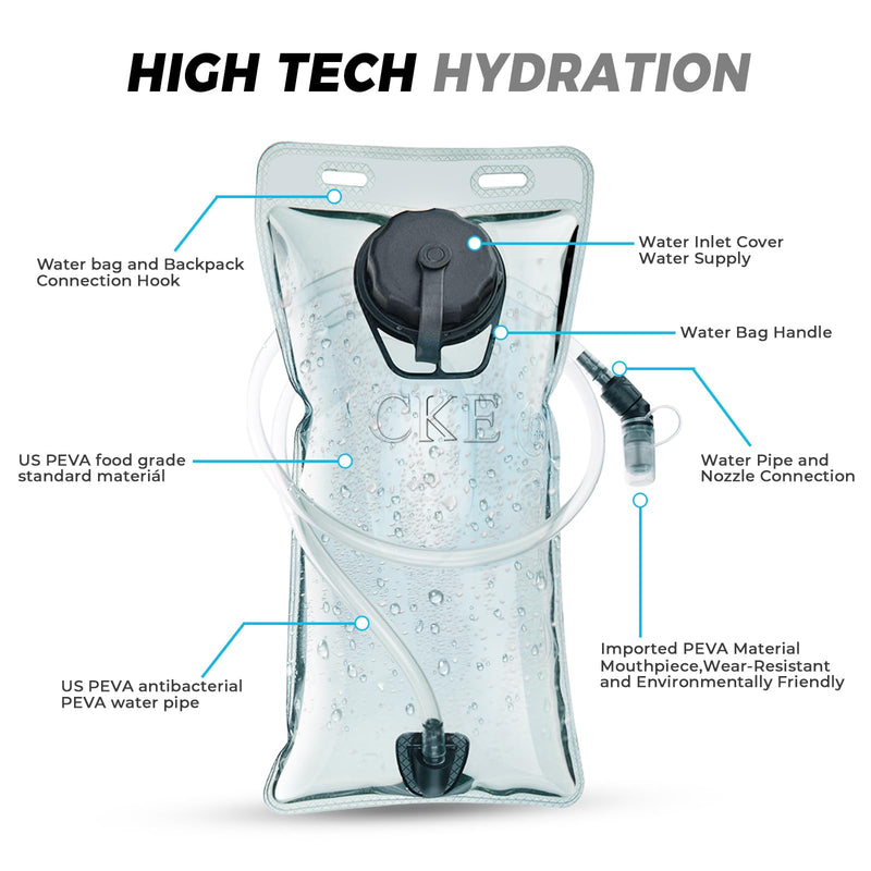 Hydration Backpack Hydration Pack Water Backpack with 2L(70-Ounce) Hydration Bladder for Men Women Kids for Running Hiking Biking Climbing Black-Gray
