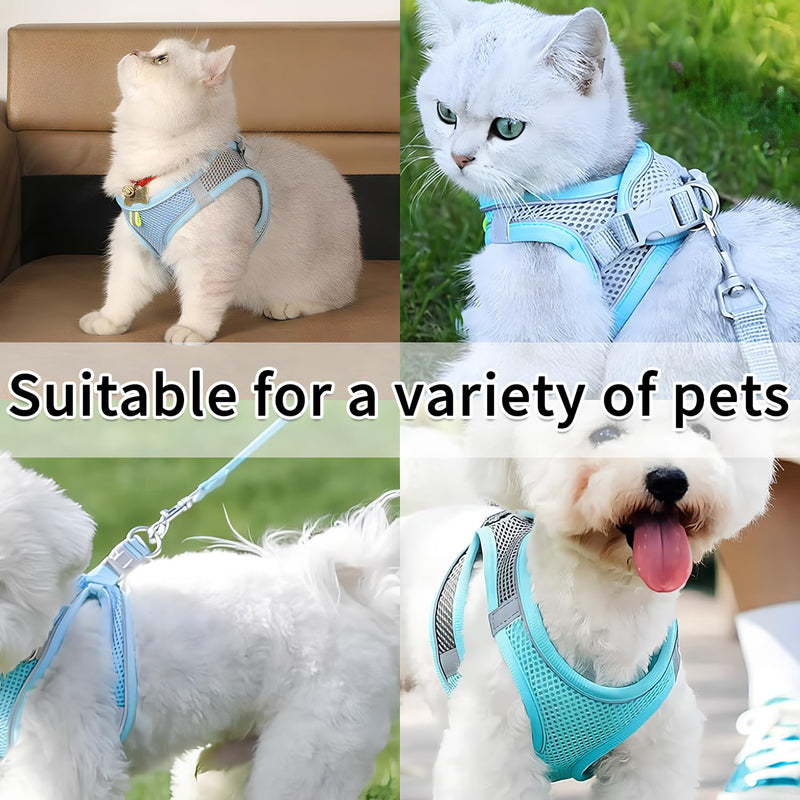 Cat Harness and Leash Set,Escape Proof Adjustable Kitten Vest Harnesses for Small Medium Cats with Reflective Strips(6.6-13.2lb) - BeesActive Australia