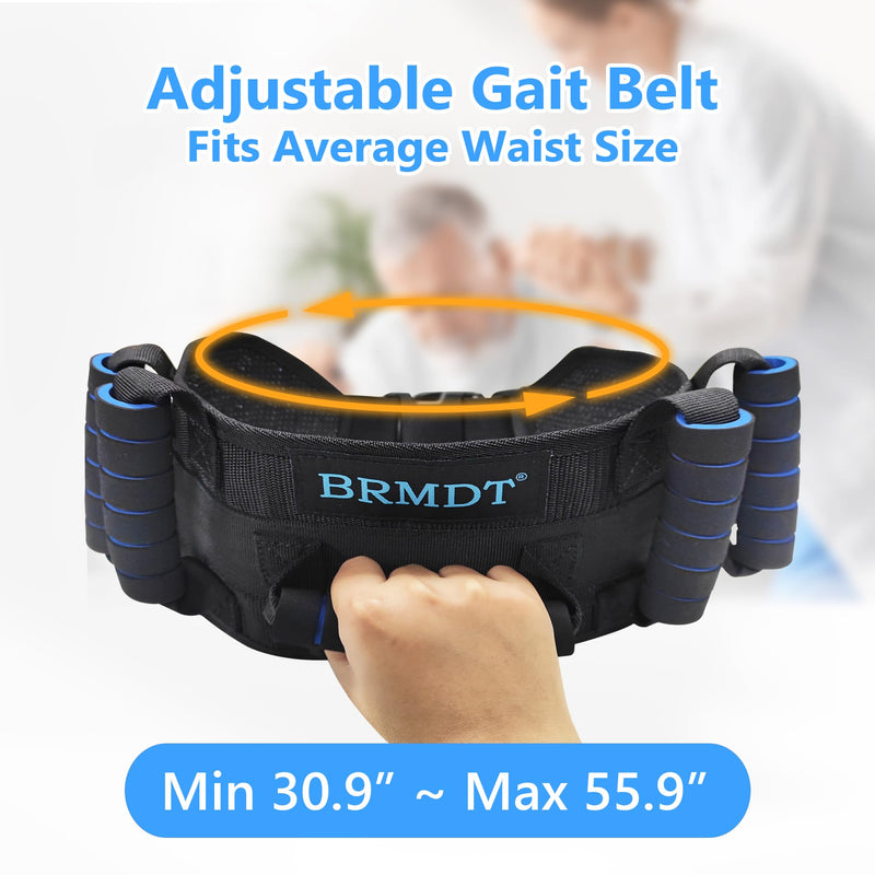 Gait Belt Transfer Belts for Seniors, Gate Belts Medical for Elderly Mobility Limited People Standing & Walking Assist Aid, 5.4" Widened Gait Belt with 7 Soft Handles, Quick Release Buckle & Adjustable Waist Size 30.9"-55.9"