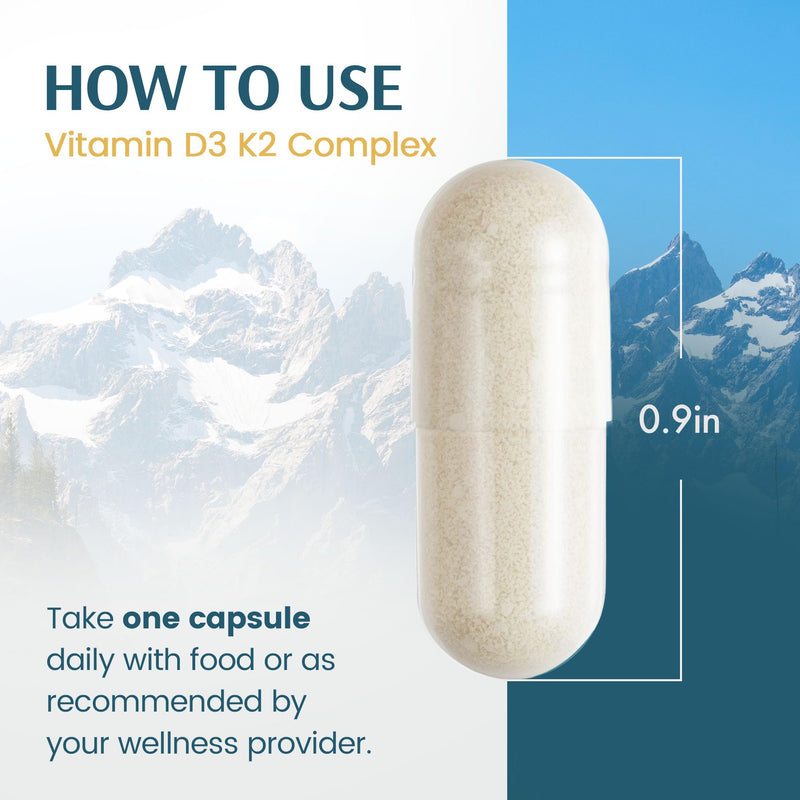 Vykee Nutrition High Potency Vitamin D3 K2 Complex | 140 mcg D3 Vitamin and 110mcg Vitamin K2 (MK-7,Supplement for Bone and Heart Support, Non-GMO, Gluten-Free, 120 Count