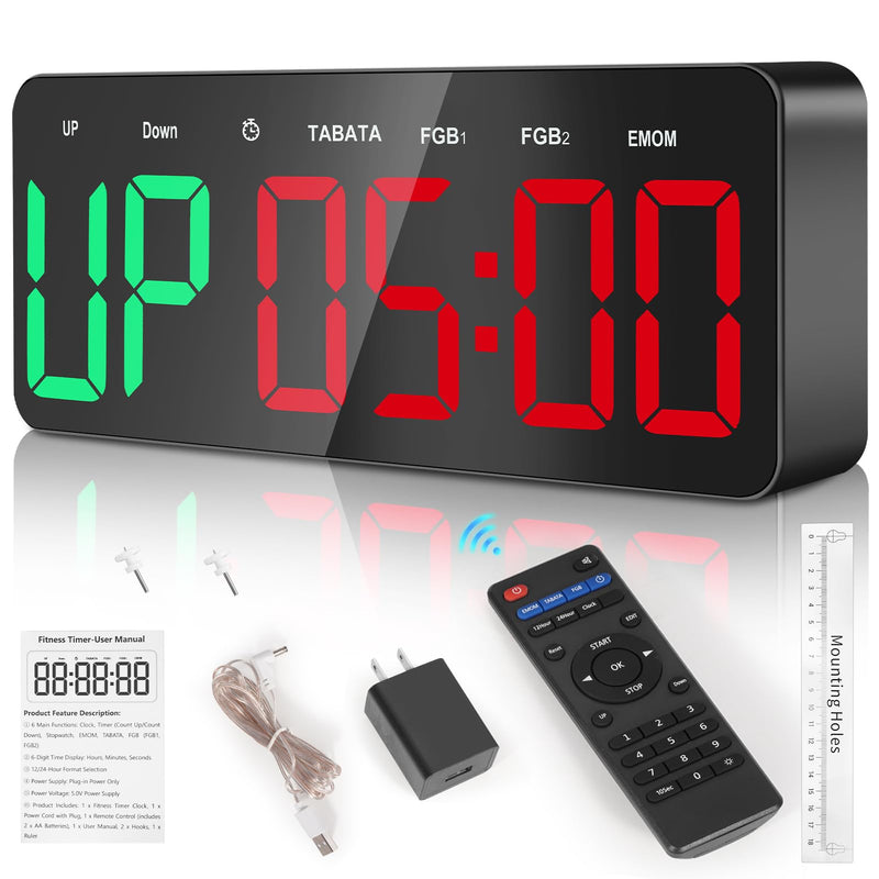 Samshow Gym Timer - Large Digital Gym Interval Workout for Fitness Enthusiast | 6 Display Modes Gym Timer Clock for Home Gym Garage Living Room Classroom Office - BeesActive Australia