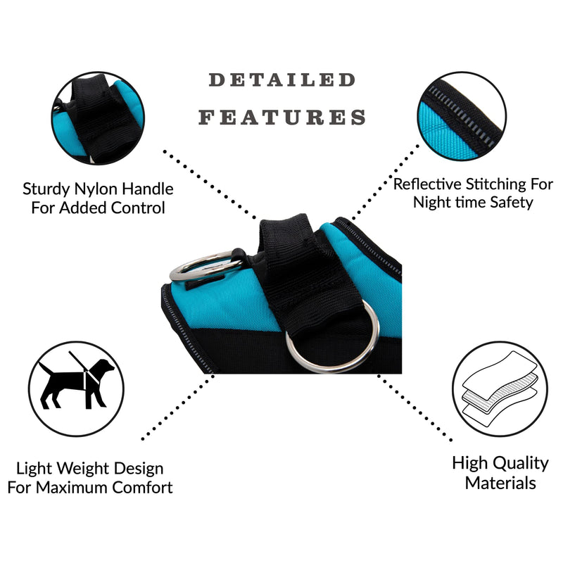 ShawnCo Essential Dog Harness, No-Pull Pet Vest with 3 Leash Clips, No Choke, Reflective, Adjustable and Padded, for Easy Walking and Training for Small, Medium and Large Dogs (Oceanic Blue, S) Oceanic Blue - BeesActive Australia