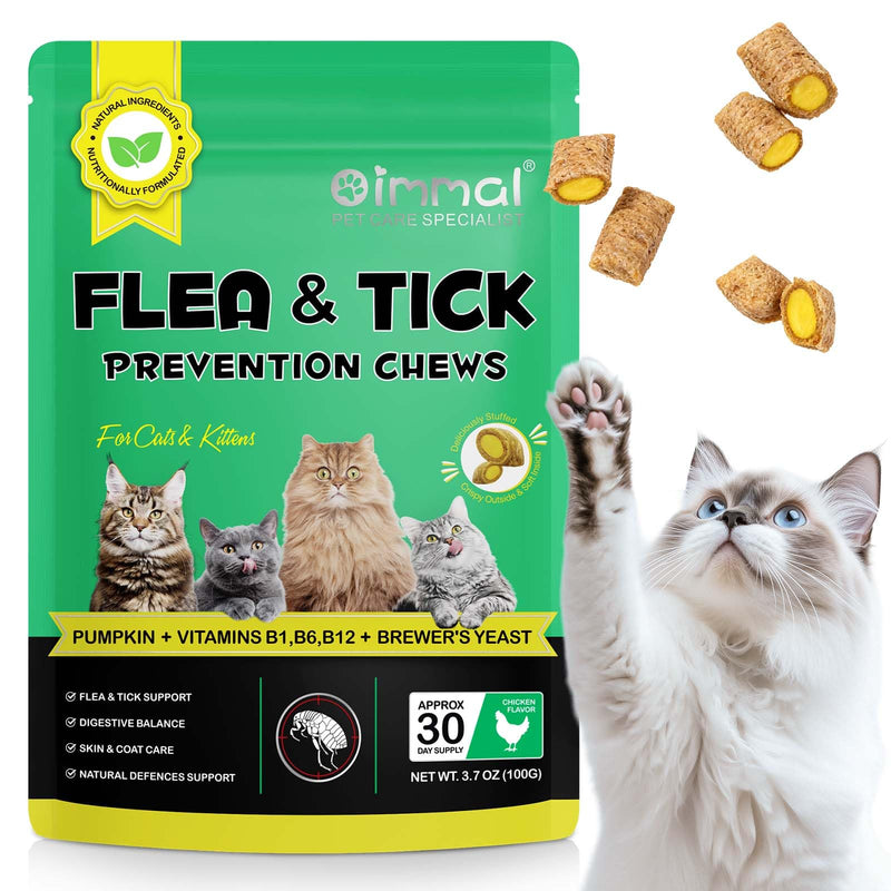 Specifically Formulated for Cats, Chewable Tablets for Cats & Kittens, Daily Support for Flea & Tick Defense, Immune Health & Gut Care, All Breeds & Ages, 30 Chewable Supplements