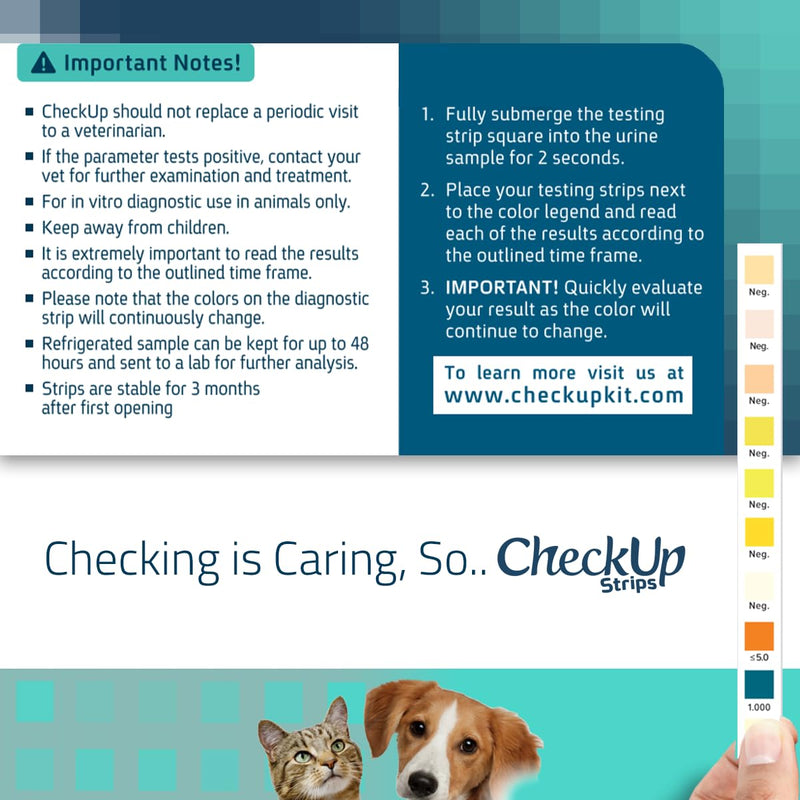 KIT4CAT CheckUp Testing Strips x 50 (10 Parameters Urine Test Strips for Cats & Dogs) 10 Parameters test strips for Cat & Dog