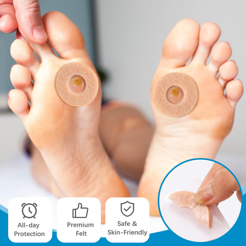 Nuanchu 90 Pcs Callus Pads for Bottom of Foot Soft Felt Callus Cushions Round Shape Corn Pads Self Adhesive Feet Corn Cushion for Men and Women Feet Toes Heel Pain Relief(Regular for Foot) Regular for Foot - BeesActive Australia