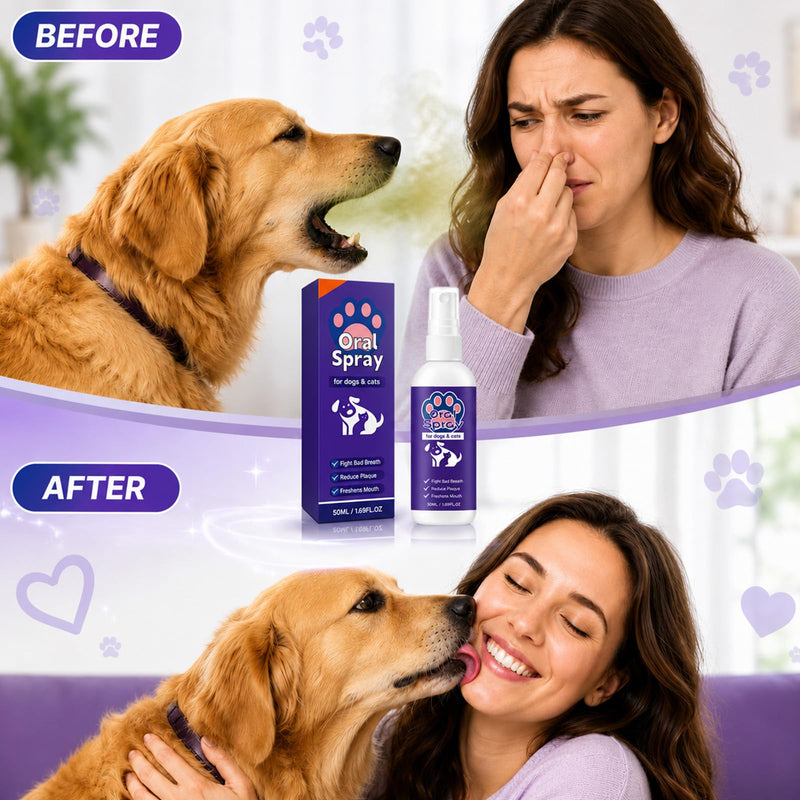 2PCSPet Oral Spray, Pet Breath Freshener Spray Oral Care Cleaner, Pet Oral Care for Dogs & Cats,No-Brush Oral Care Spray,50ML